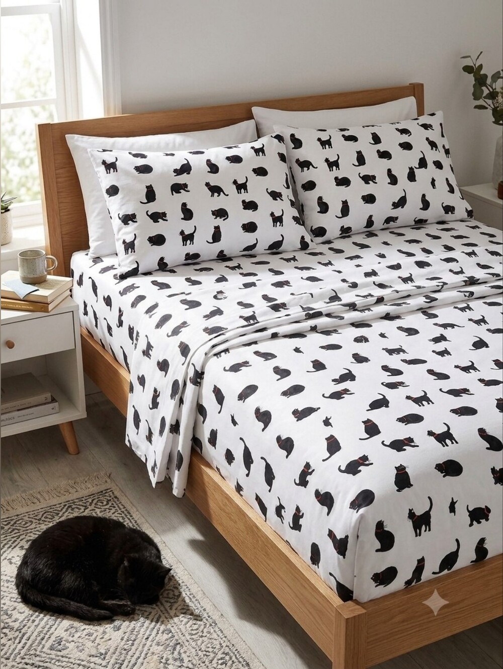NWT! Cath Kidston  Halloween Black Cats Sheet Set - Full Size - 100% Cotton